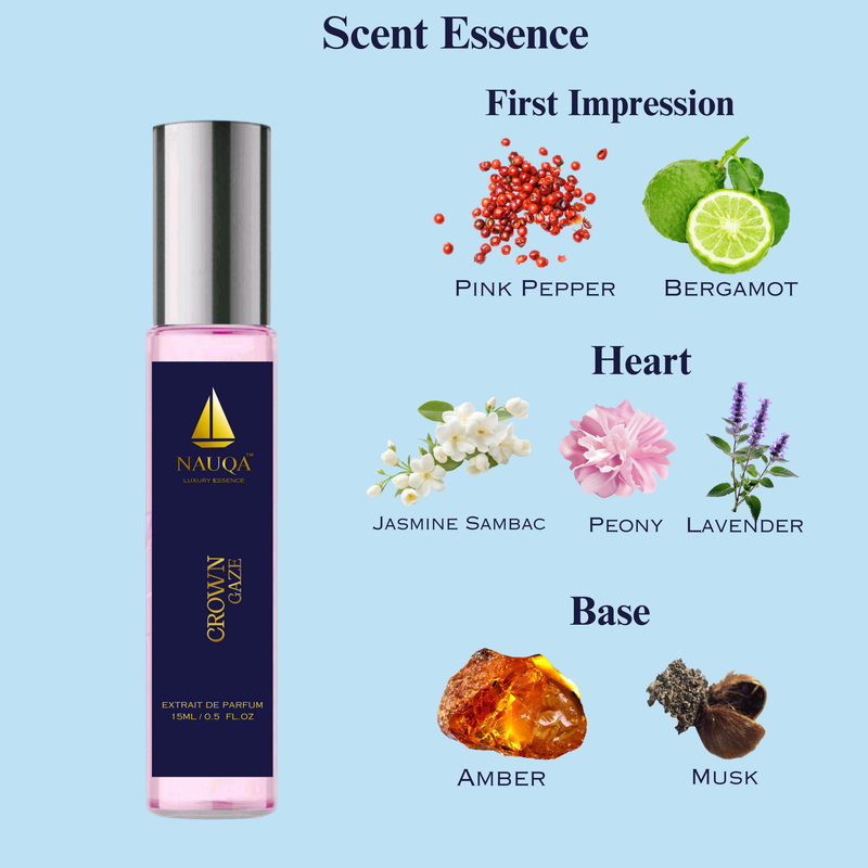 NAUQA™ Perfume Combo – Crown Gaze (Women) & Bold Haven (Unisex) | Luxury Long Lasting Extrait de Parfum | 2 x 15ml Travel Size
