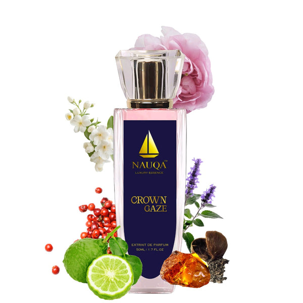 NAUQA™ CROWN GAZE – Luxury Long Lasting Perfume for Women | Floral & Musky Extrait de Parfum | Elegant Premium Gift for Her(50ml)