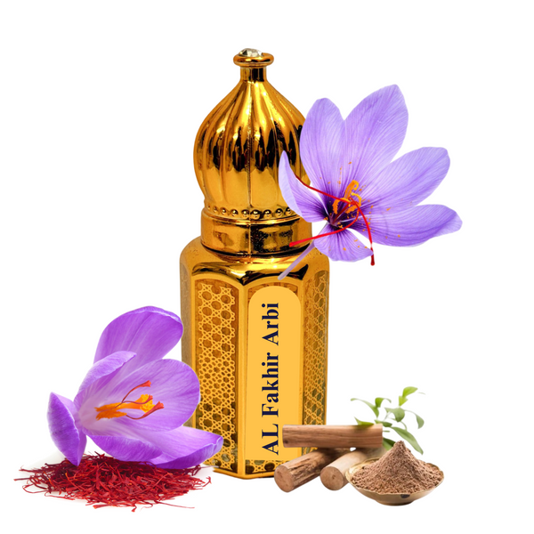 NAUQA AL FAKHIR ARBI Attar – 100% Concentrated Alcohol-Free  | Saffron & Sandalwood Inspired Arabian Attar(6ml) | Long Lasting Premium Fragrance for Men & Women