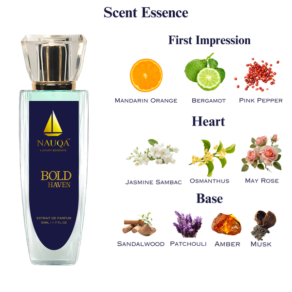 NAUQA™ BOLD HAVEN – Luxury Long Lasting Unisex Perfume | Extrait de Parfum for Men & Women(50ml) | Premium Gifting Perfume