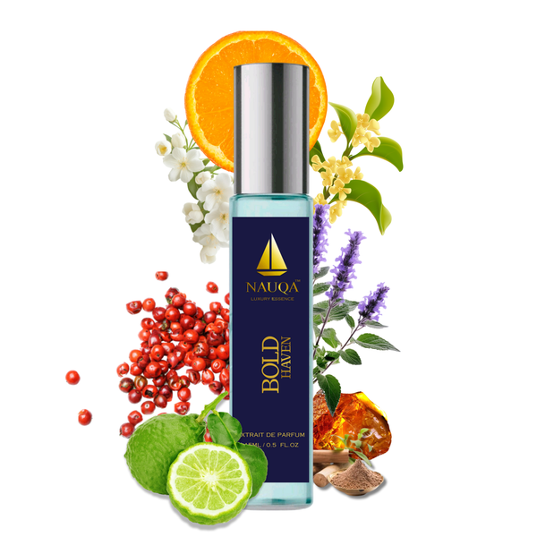 NAUQA™ BOLD HAVEN – Luxury Long Lasting Unisex Perfume | Extrait de Parfum for Men & Women(15ml) | Premium Gifting Perfume