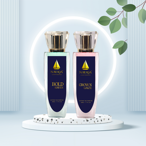 NAUQA™ Perfume Combo – Crown Gaze (Women) & Bold Haven (Unisex) | Luxury Long Lasting Extrait de Parfum | 2 x 50ml