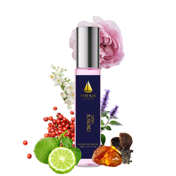 NAUQA™ CROWN GAZE – Luxury Long Lasting Perfume for Women(15ml) | Floral & Musky Extrait de Parfum | Elegant Premium Gift for Her